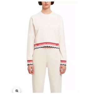 NWOT Opening Ceremony Scallop Elastic Logo Crop Sweatshirt